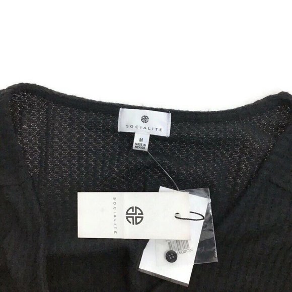 Socialite Skivvy Ribbed Cardigan Juniors Black Long Sleeve Button Front Knit NEW - Picture 5 of 5